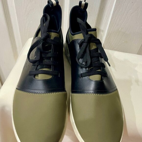 BALLY MADE IN ITALY SNEAKERS AESTHETIC GREEN OLIVE NEOPRENE BLACK LEATHER  SZ 13 - Picture 5 of 16